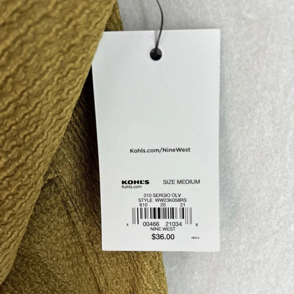 Nine West Blouse Women's Sz M Yellow V-Neck Textured Ruffle Front Sleeveless - Picture 7 of 9